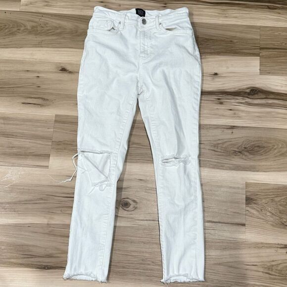 Urban Outfitters BDG Twig High Rise Cropped White Distressed Jeans Women’s 26 - Picture 1 of 4
